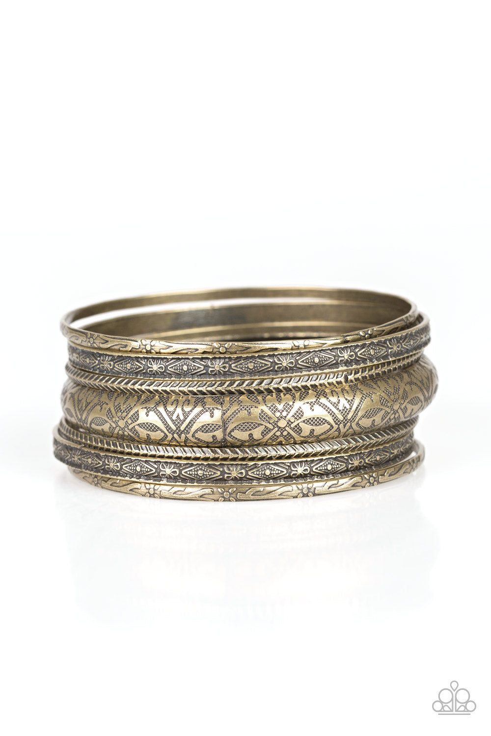 HIDDEN GROVES - BRASS TEXTURED BANGLES BRACELET SET