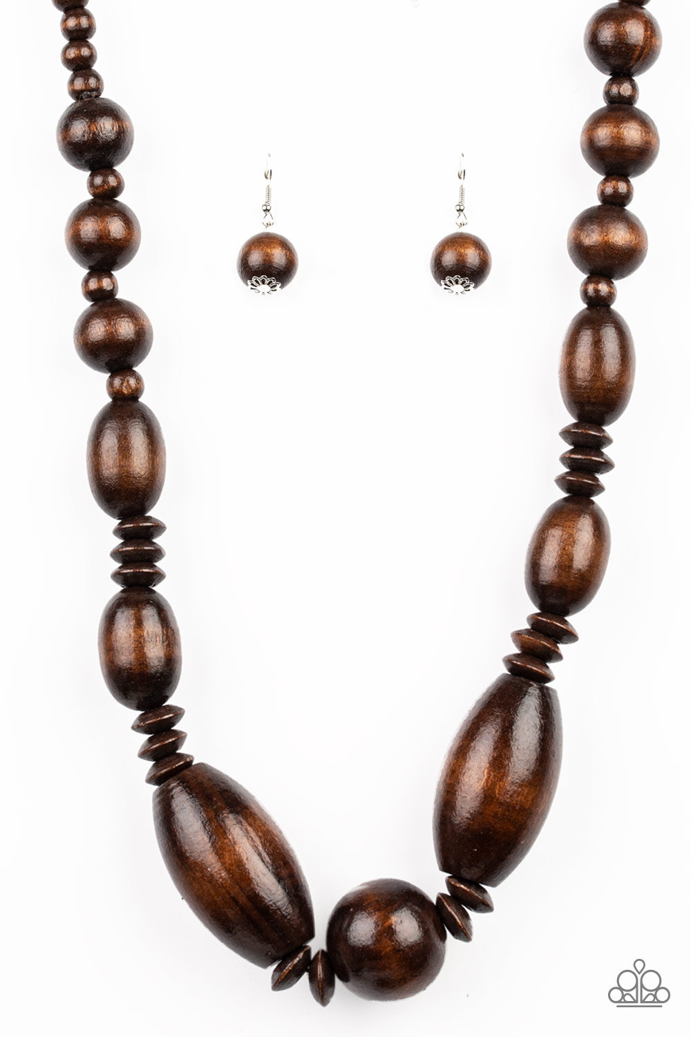 SUMMER BREEZIN - BROWN WOODEN NECKLACE