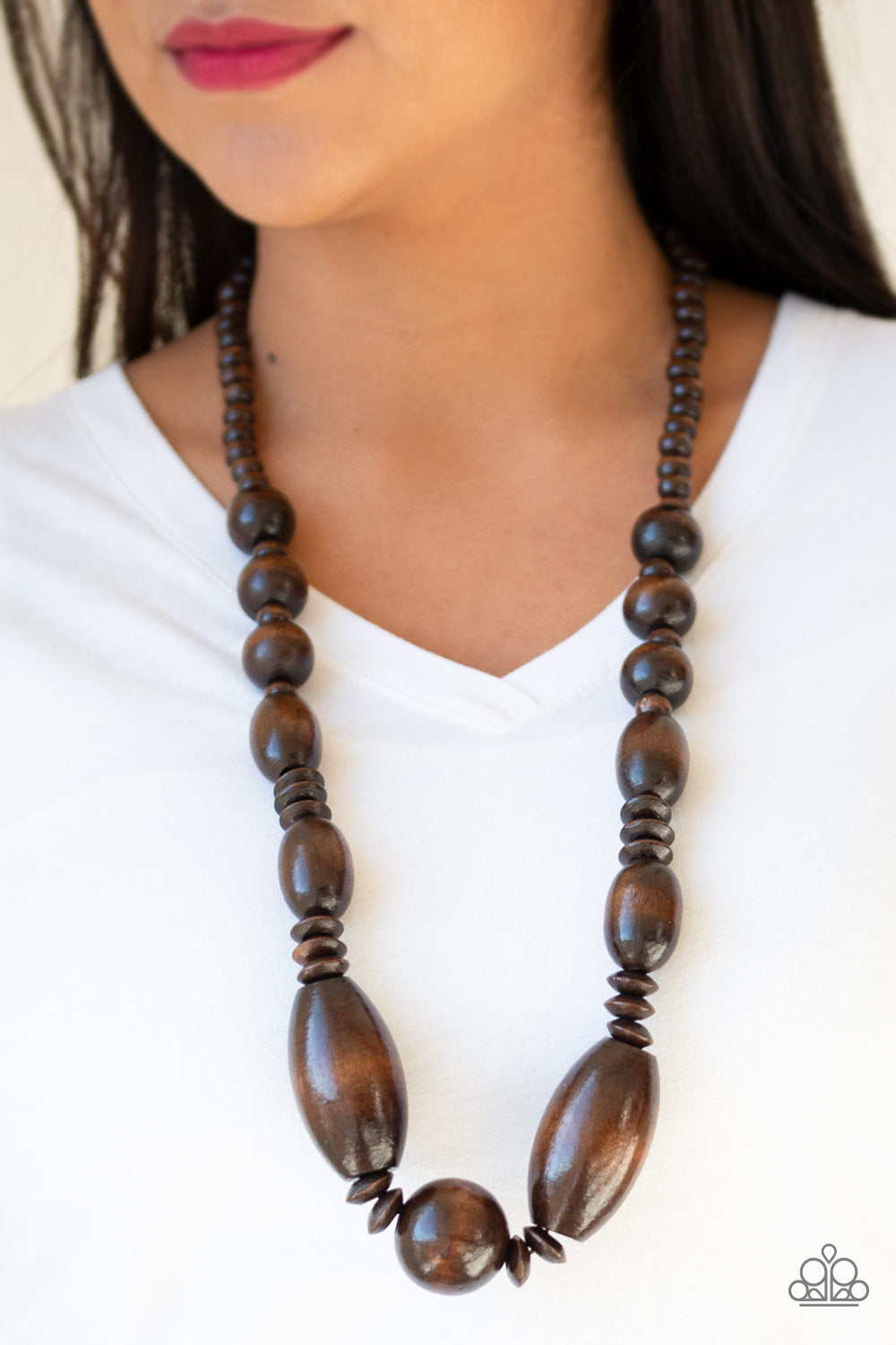 SUMMER BREEZIN - BROWN WOODEN NECKLACE