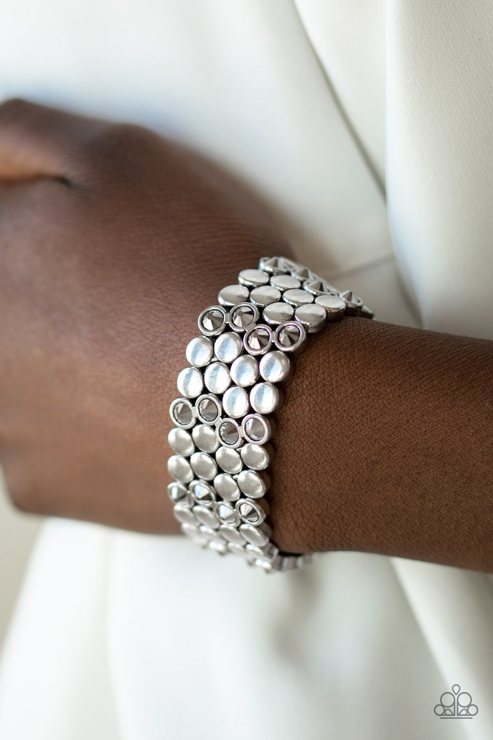 SCATTERED STARLIGHT - SILVER AND HEMATITE STRETCH BRACELET