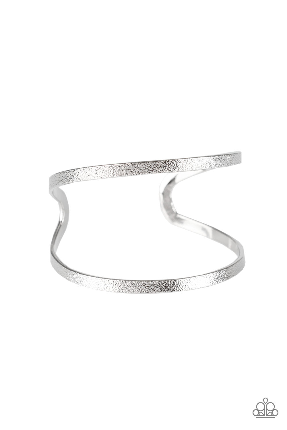 GRENADA GODDESS - SILVER OPEN WIRE TEXTURED CUFF BRACELET