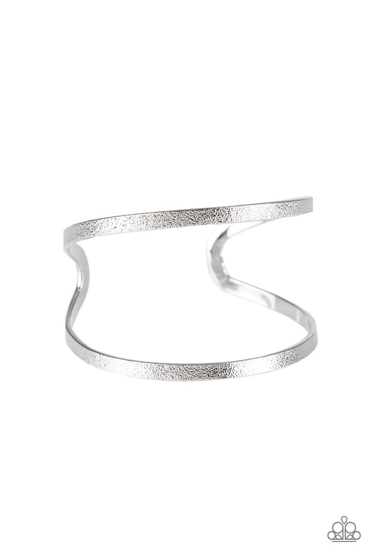 GRENADA GODDESS - SILVER OPEN WIRE TEXTURED CUFF BRACELET