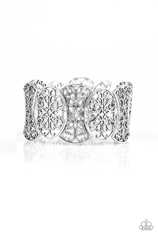 FANCY FASHIONISTA - SILVER FILIGREE LACY STRETCH BRACELET