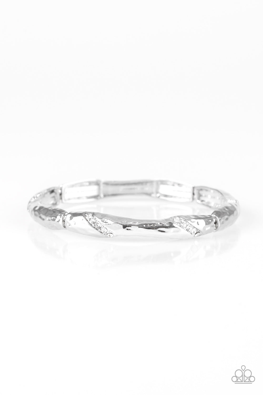 WATCH OUT FOR ICE - WHITE RHINESTONES DAINTY STRETCH BANGLE BRACELET