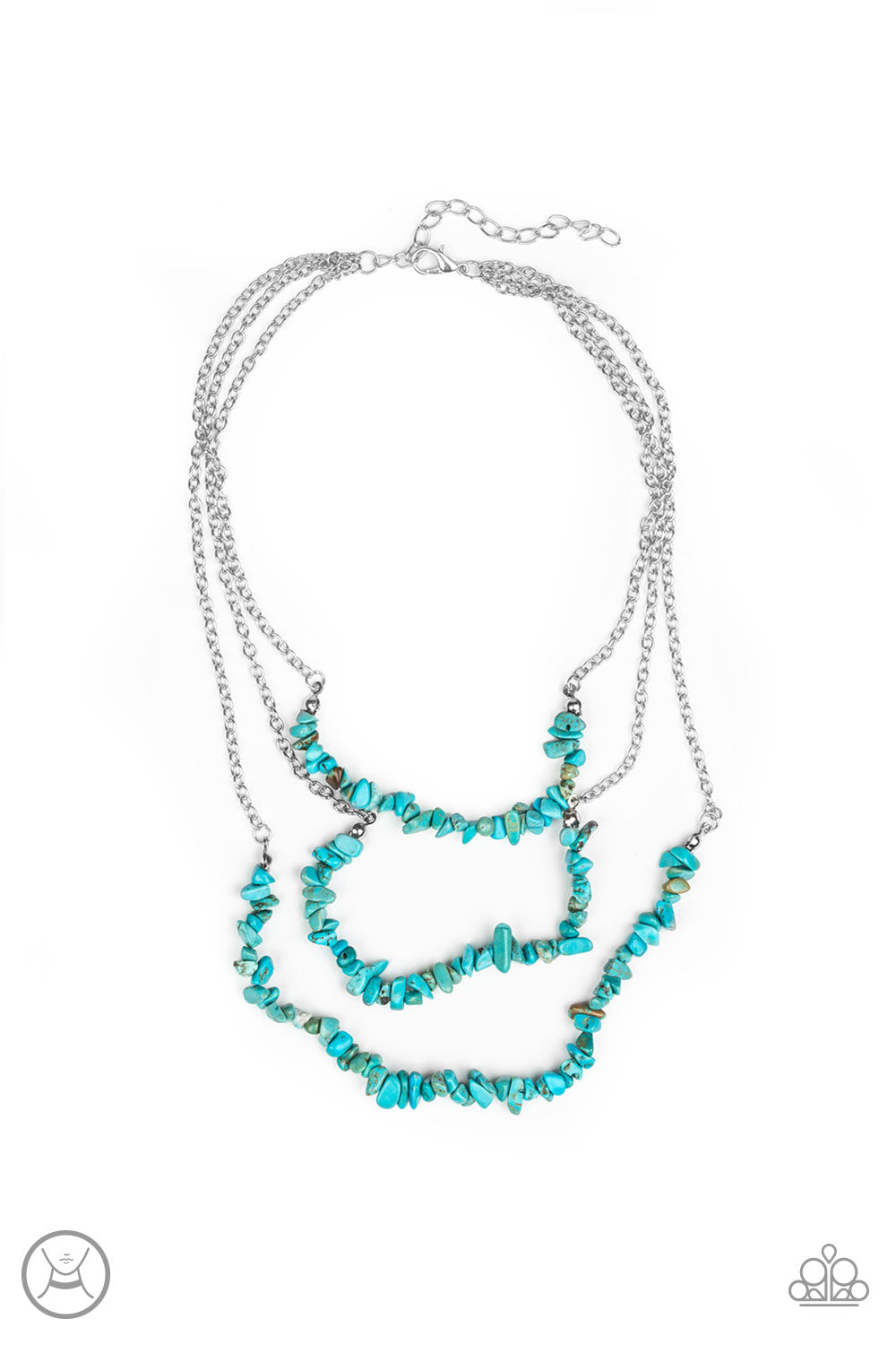 ECO GODDESS - BLUE TURQUOISE CHIPS MULTI LAYER SHORT NECKLACE
