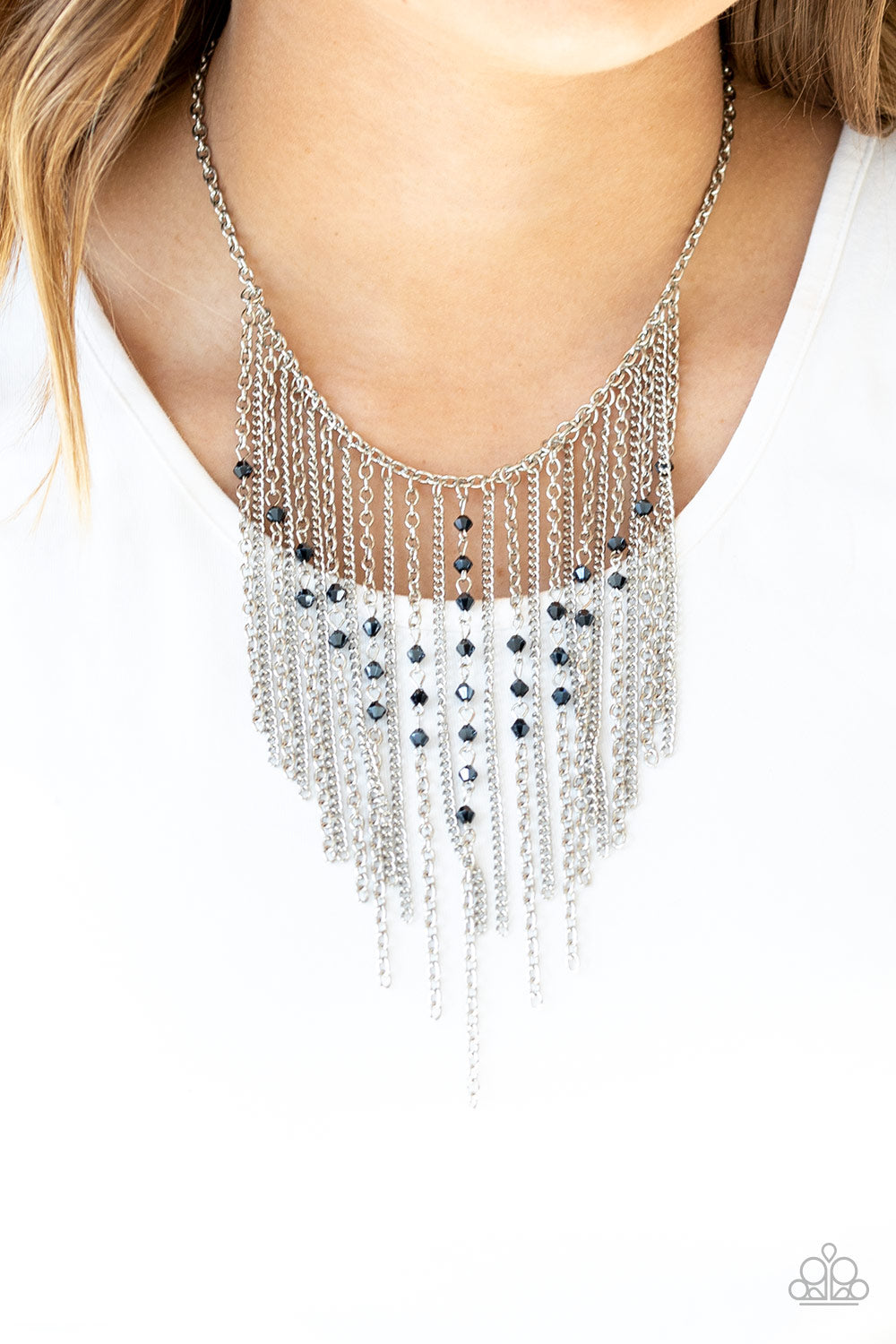 FIRST CLASS FRINGE - BLUE METALLIC BLUES NECKLACE