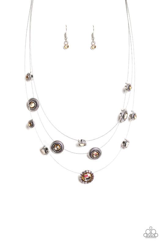 SHEER THING! - BROWN FLOATING TOPAZ RHINESTONES NECKLACE