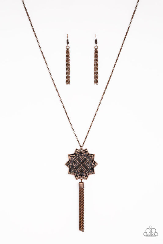 FROM SUNUP TO SUNDOWN - COPPER SUN DIAL NECKLACE