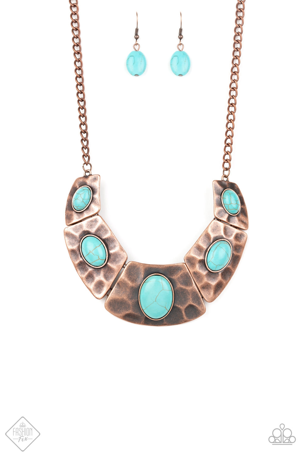 RULER IN FAVOR - COPPER BLUE TURQUOISE CRESCENT NECKLACE