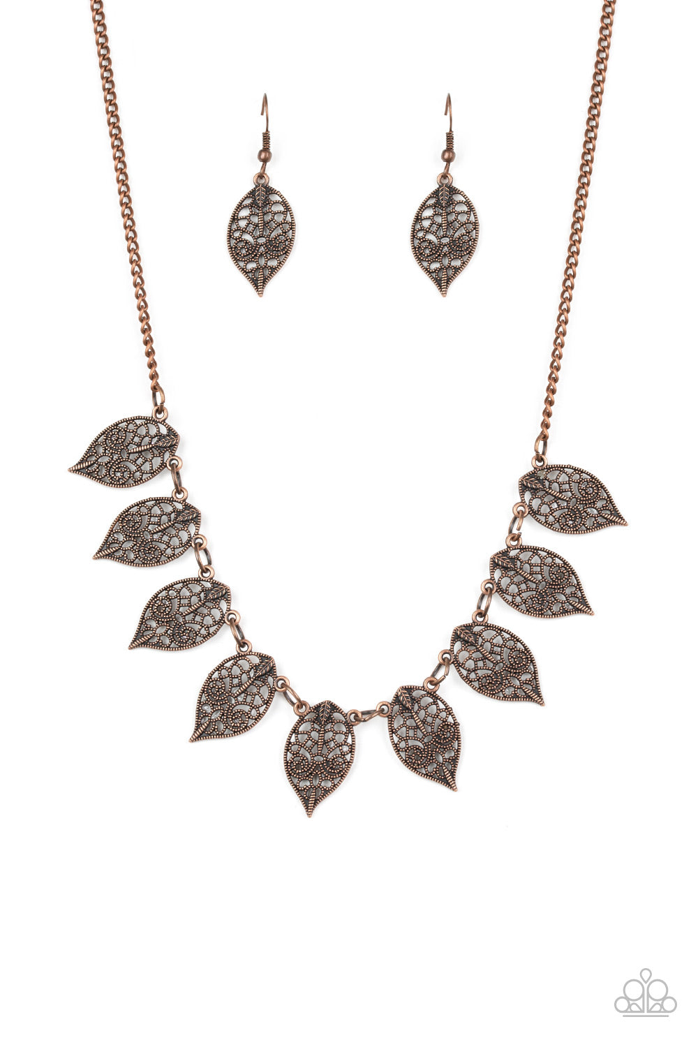 LEAFY LAGOON - COPPER LEAVES NECKLACE