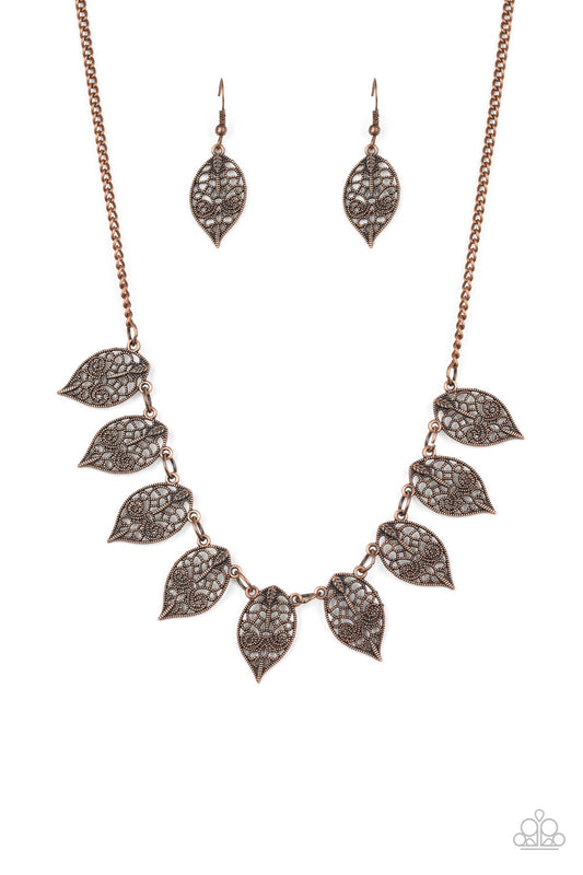 LEAFY LAGOON - COPPER LEAVES NECKLACE