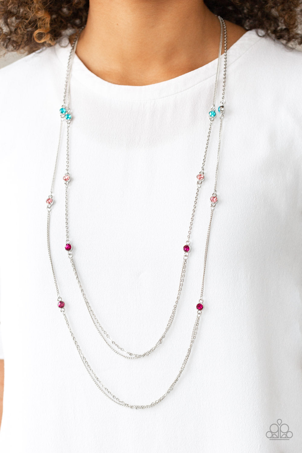 SPARKLE OF THE DAY - MULTI BLUE AND PINK NECKLACE