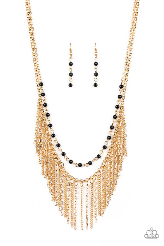 FIERCE IN FRINGE - GOLD AND BLACK NECKLACE