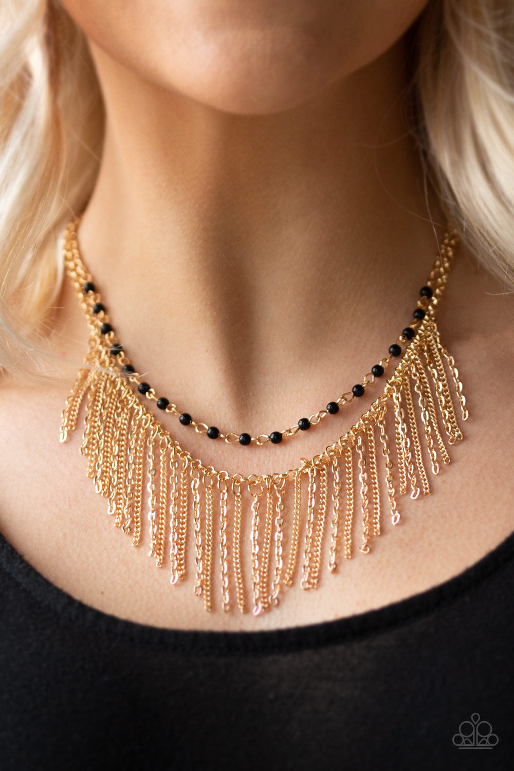 FIERCE IN FRINGE - GOLD AND BLACK NECKLACE