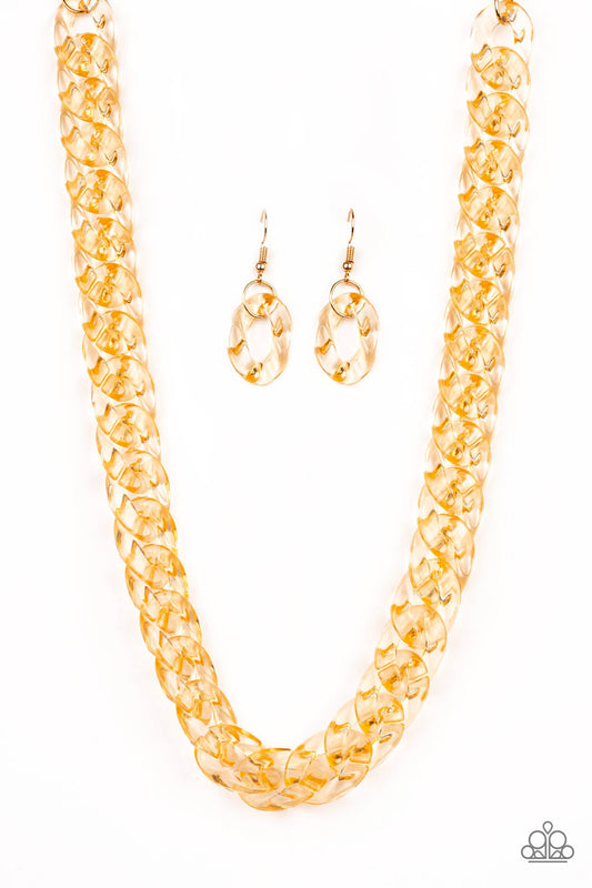 PUT IT ON ICE - GOLD YELLOW ACRYLIC NECKLACE