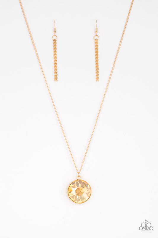 DAUNTLESS DIVA - GOLD LARGE IRIDESCENT RHINESTONE NECKLACE