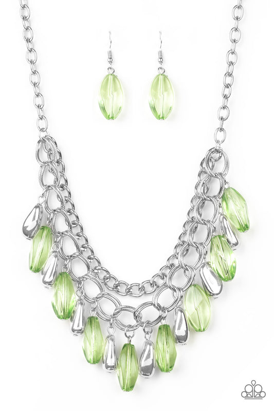 SPRING DAYDREAM - GREEN FRINGE NECKLACE