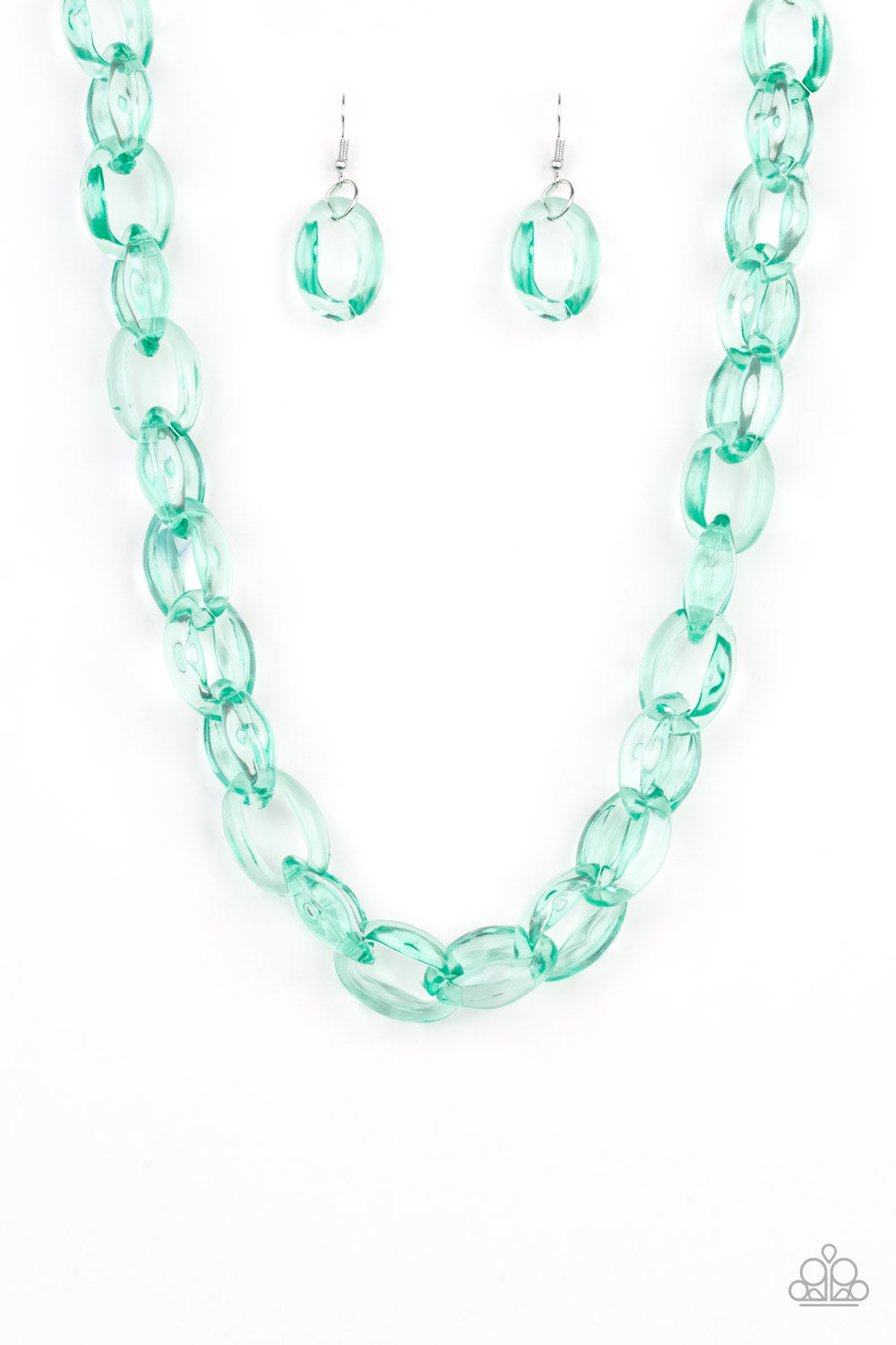 ICE QUEEN - GREEN ACRYLIC LINKS NECKLACE