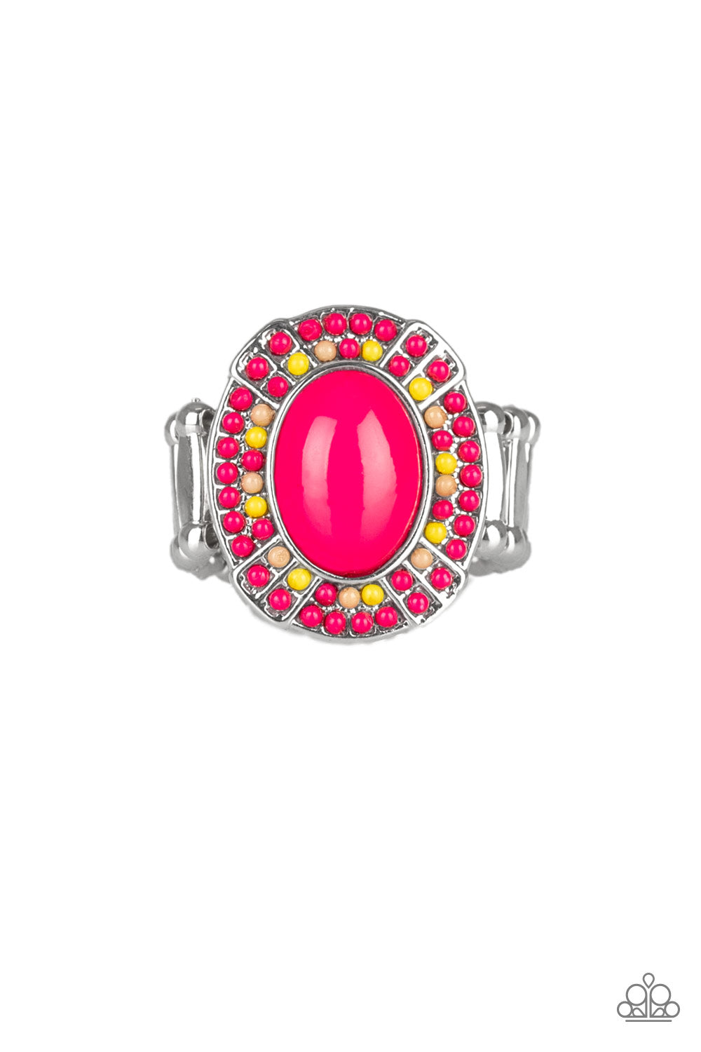 COLORFULLY RUSTIC - PINK AND YELLOW OVAL RING