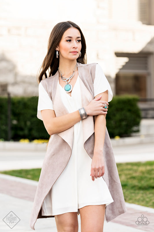 SIMPLY SANTA FE - MAY 2019 BLUE TURQUOISE HAMMERED CUFF BRACELET HOOPS OVAL PENDANT NECKLACE