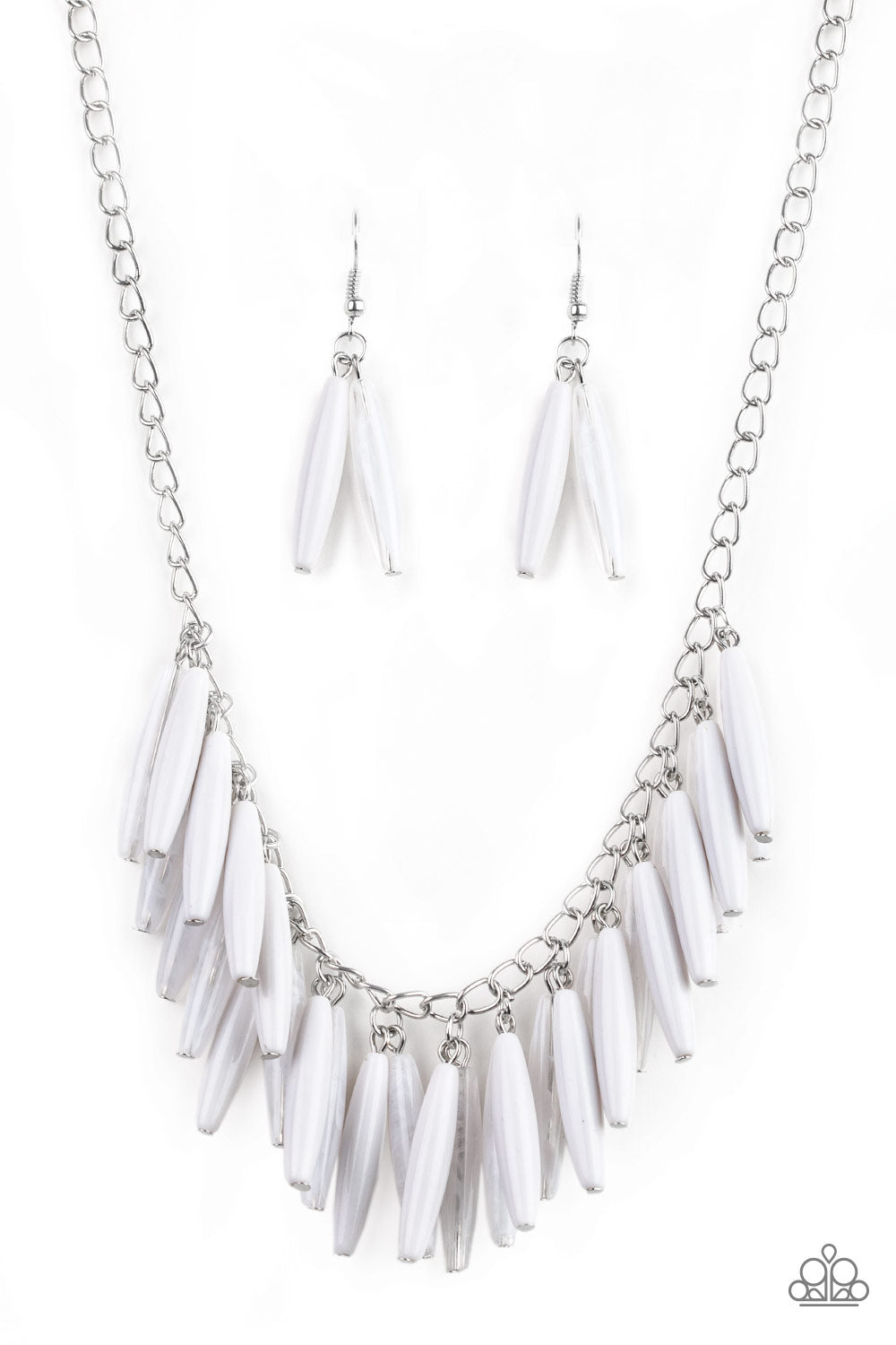 FULL OF FLAVOR - WHITE ACRYLIC FRINGE NECKLACE