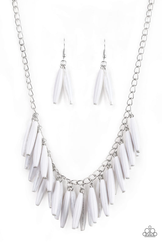 FULL OF FLAVOR - WHITE ACRYLIC FRINGE NECKLACE