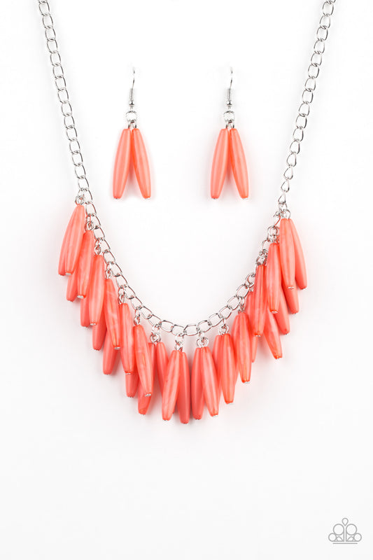 FULL OF FLAVOR - ORANGE ACRYLIC FRINGE NECKLACE