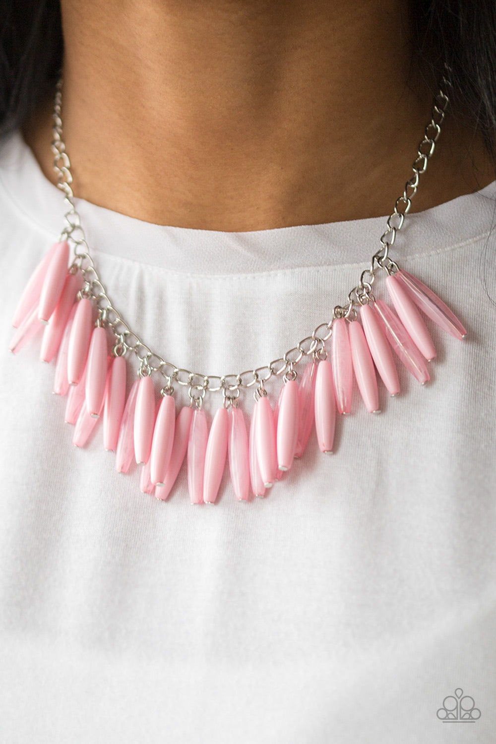 FULL OF FLAVOR - PINK FRINGE NECKLACE