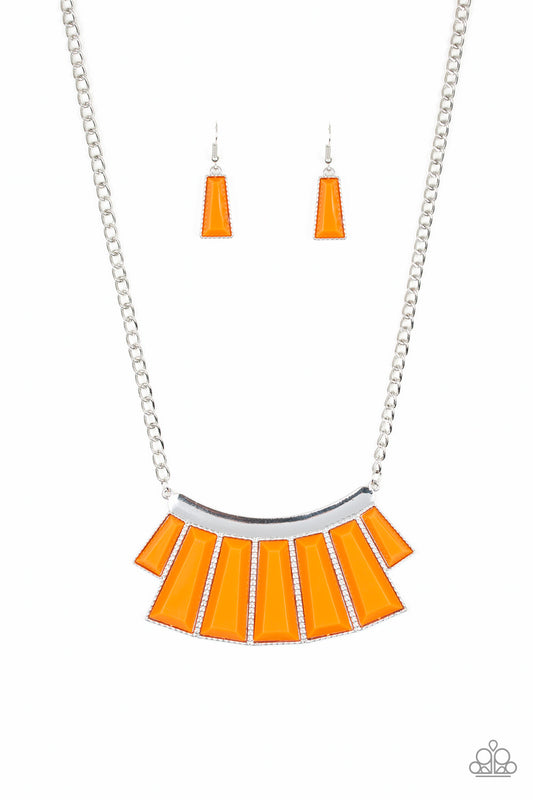 GLAMOUR GODDESS - ORANGE TRAPEZOID NECKLACE