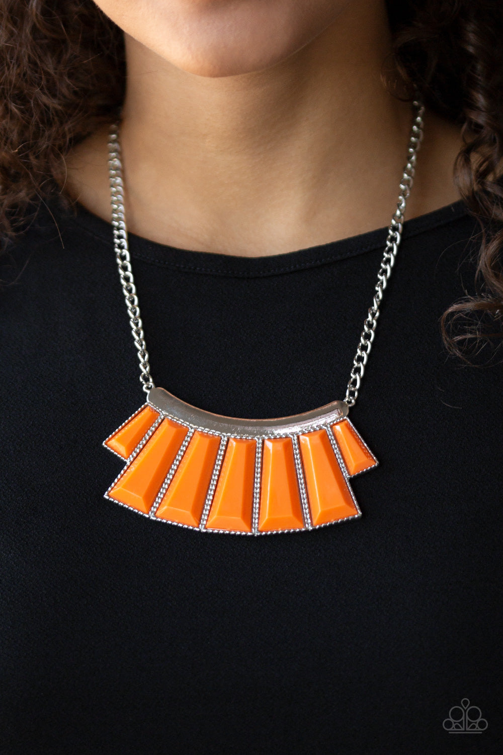 GLAMOUR GODDESS - ORANGE TRAPEZOID NECKLACE