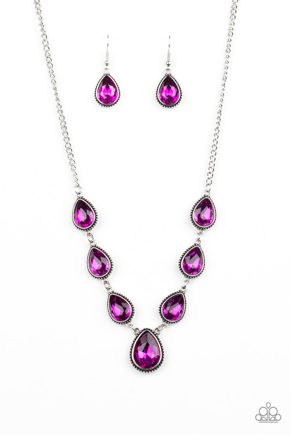 SOCIALITE SOCIAL - PINK TEARDROP HOT PINK DIAMOND RHINESTONE Y NECKLACE