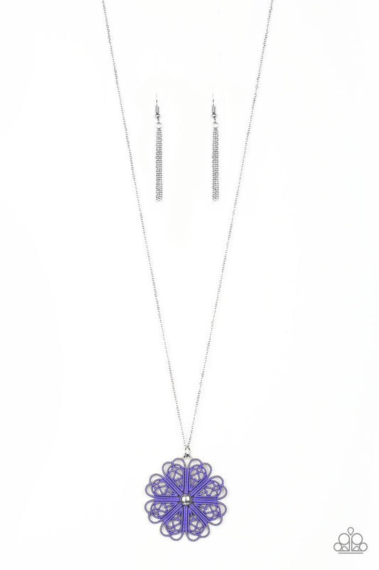 SPIN YOUR PINWHEELS - PURPLE FLORAL NECKLACE