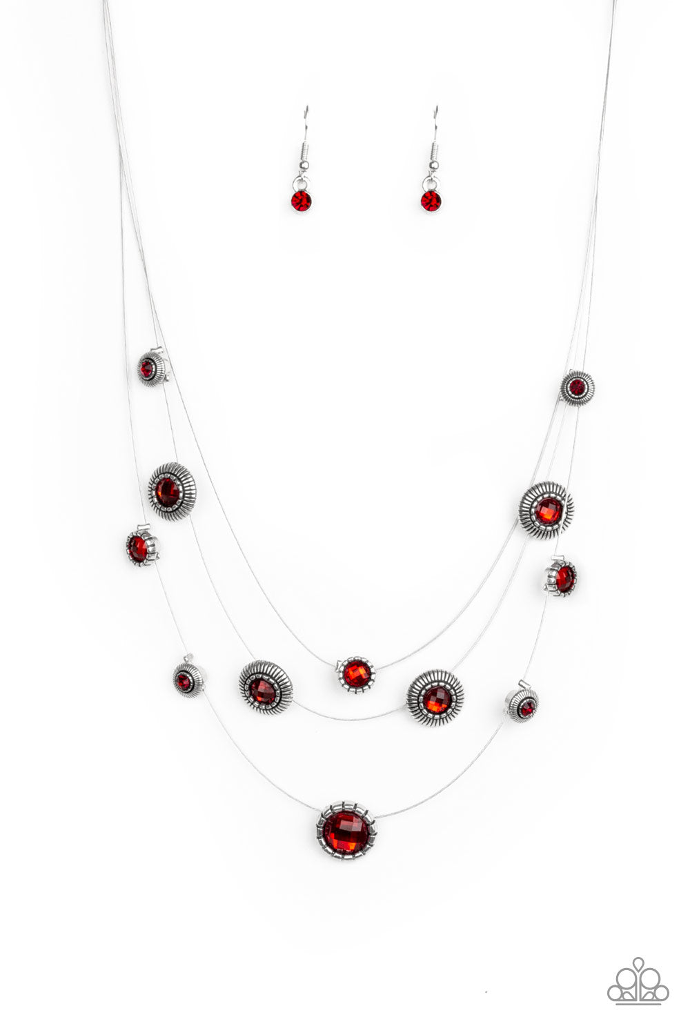 SHEER THING! - RED RUBY RHINESTONES WIRE NECKLACE