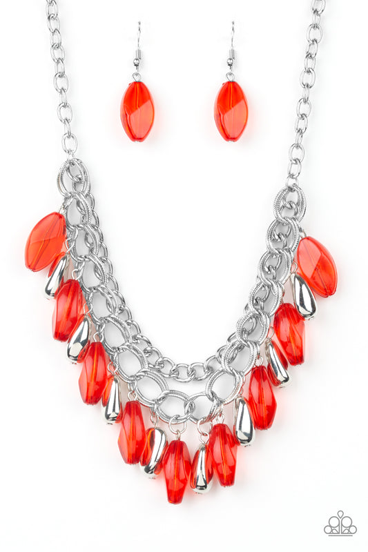 SPRING DAYDREAM - RED FRINGE NECKLACE