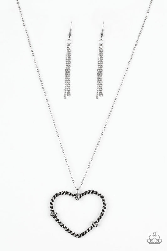 STRAIGHT FROM THE HEART - SILVER BARBED WIRE NECKLACE