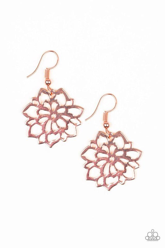 DARLING DAHLIA - COPPER FLOWER CUTOUT DAINTY ULTRA LIGHT WEIGHT EARRINGS