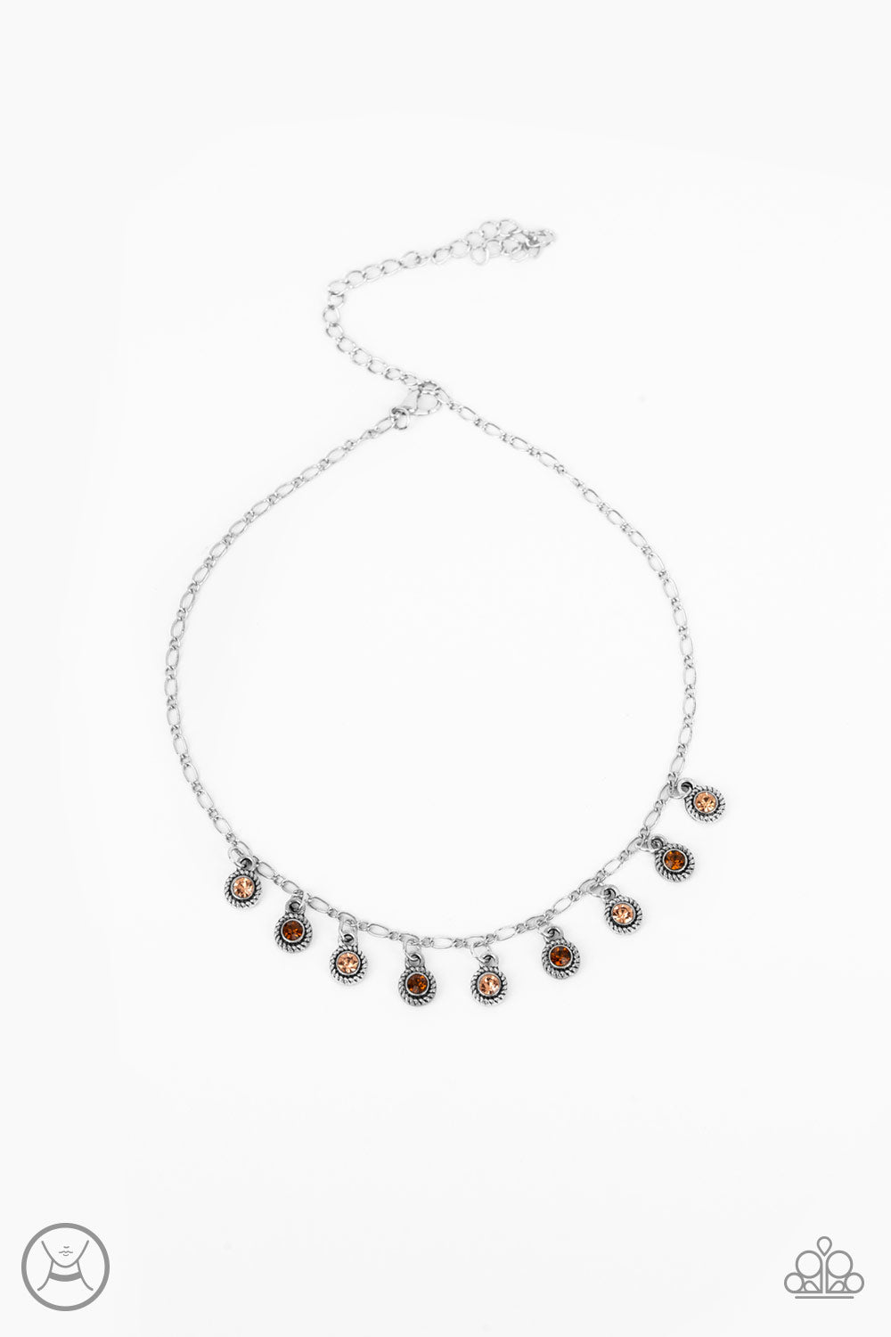 POPSTAR PARTY - MULTI BROWN AND TAN RHINESTONES FRINGE NECKLACE