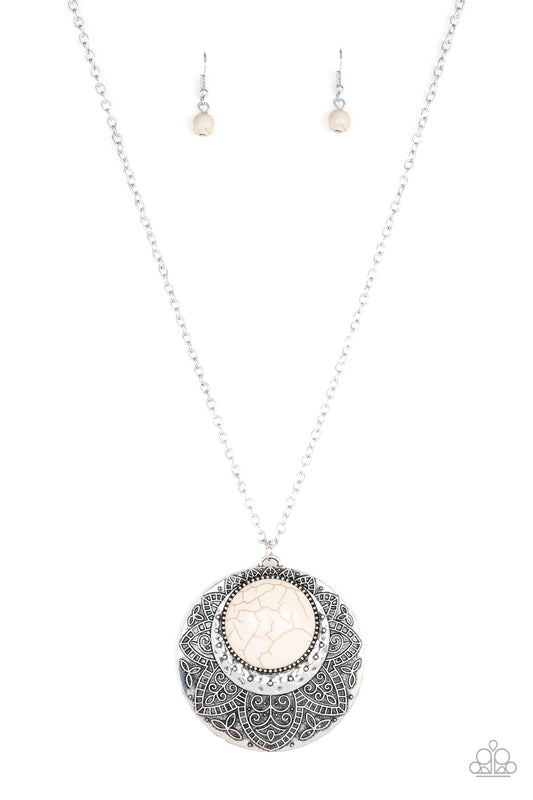 MEDALLION MEADOW - WHITE SAND STONE NECKLACE