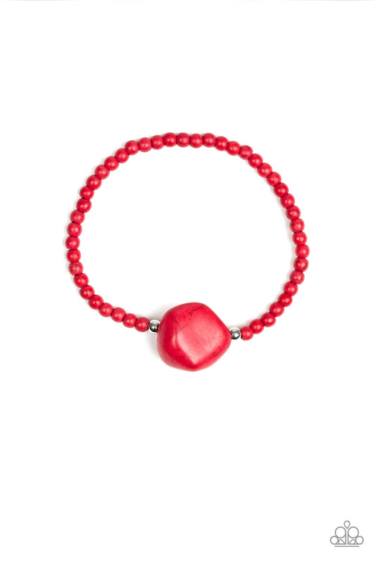 ECO ECCENTRICITY - RED TURQUOISE STRETCH BRACELET
