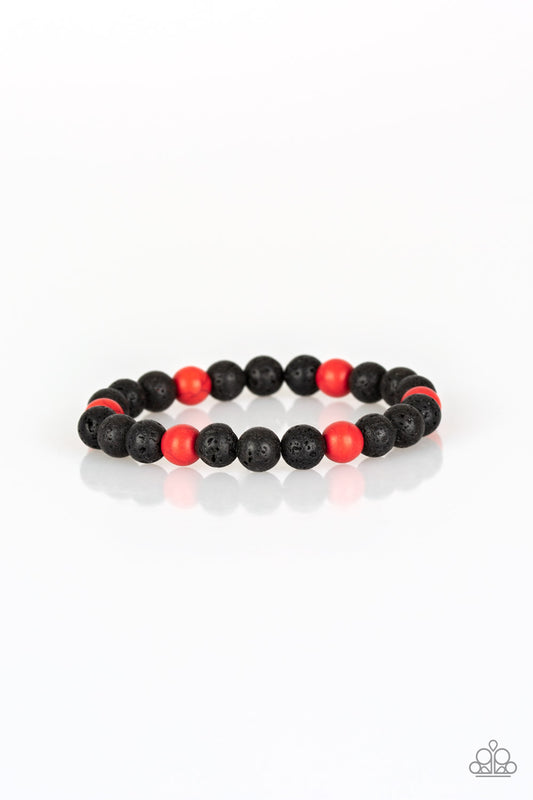 ALL ZEN - RED STONE LAVA BEADS STRETCH BRACELET