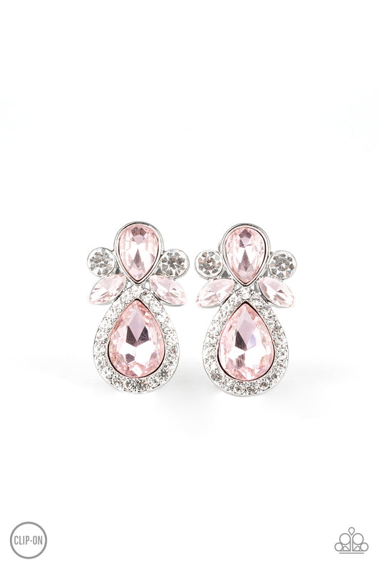 CELEBRITY CROWD - PINK RHINESTONES ANGEL CLIP ON EARRINGS