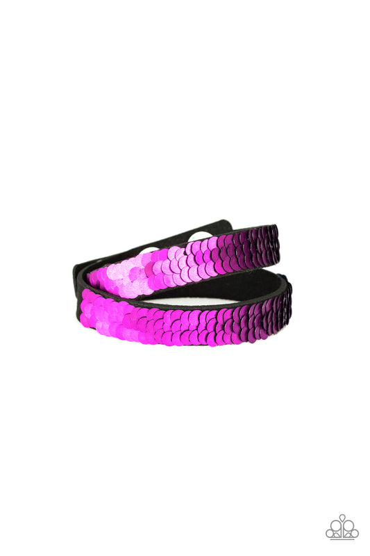 UNDER THE SEQUINS - PURPLE BLUE REVERSIBLE DOUBLE WRAP BRACELET