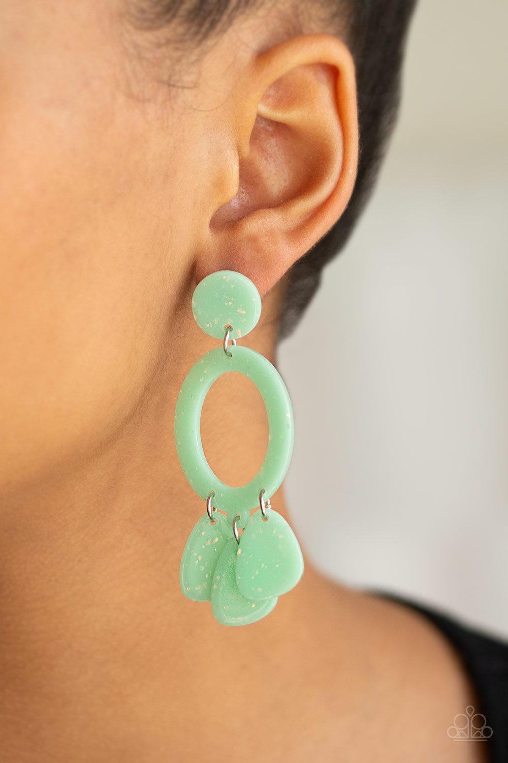 Paparazzi green acrylic earrings discount