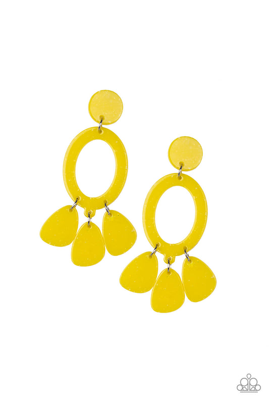 SPARKLING SHORES - YELLOW FRINGE ACRYLIC EARRINGS