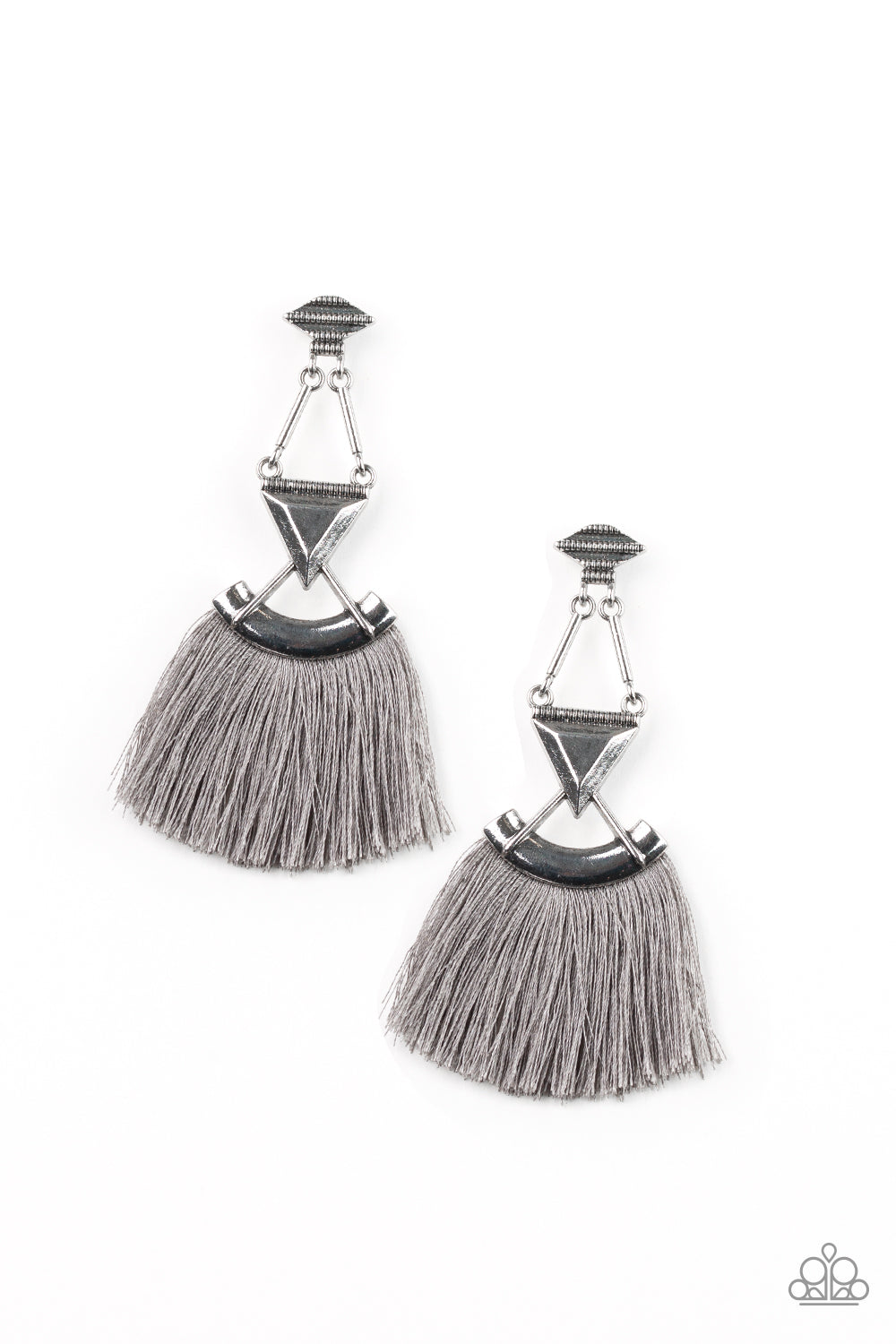 PUMA PROWL - SILVER GRAY  FRINGE SILVER TRIANGLE EARRINGS