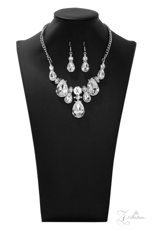 REIGN - WHITE TEARDROP AND ROUND RHINESTONES SHORT 2019 ZI NECKLACE