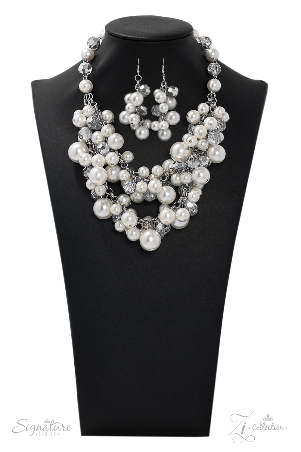 THE LAUREN - WHITE PEARLS CRYSTALS DOUBLE LAYER 2019 ZI NECKLACE