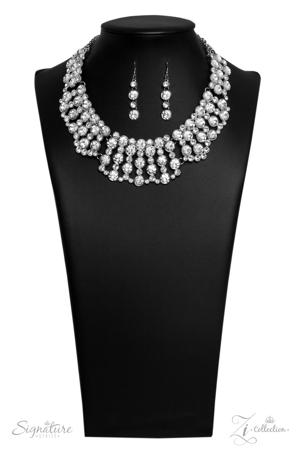 THE HEATHER - WHITE CLEAR RHINESTONES COLLAR SCALLOPED 2019 ZI NECKLACE