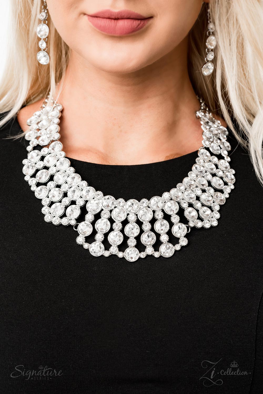 THE HEATHER - WHITE CLEAR RHINESTONES COLLAR SCALLOPED 2019 ZI NECKLACE