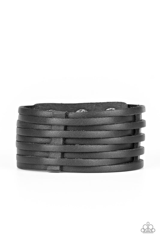 THE STARTING LINEUP - BLACK LEATHER WRAP BRACELET